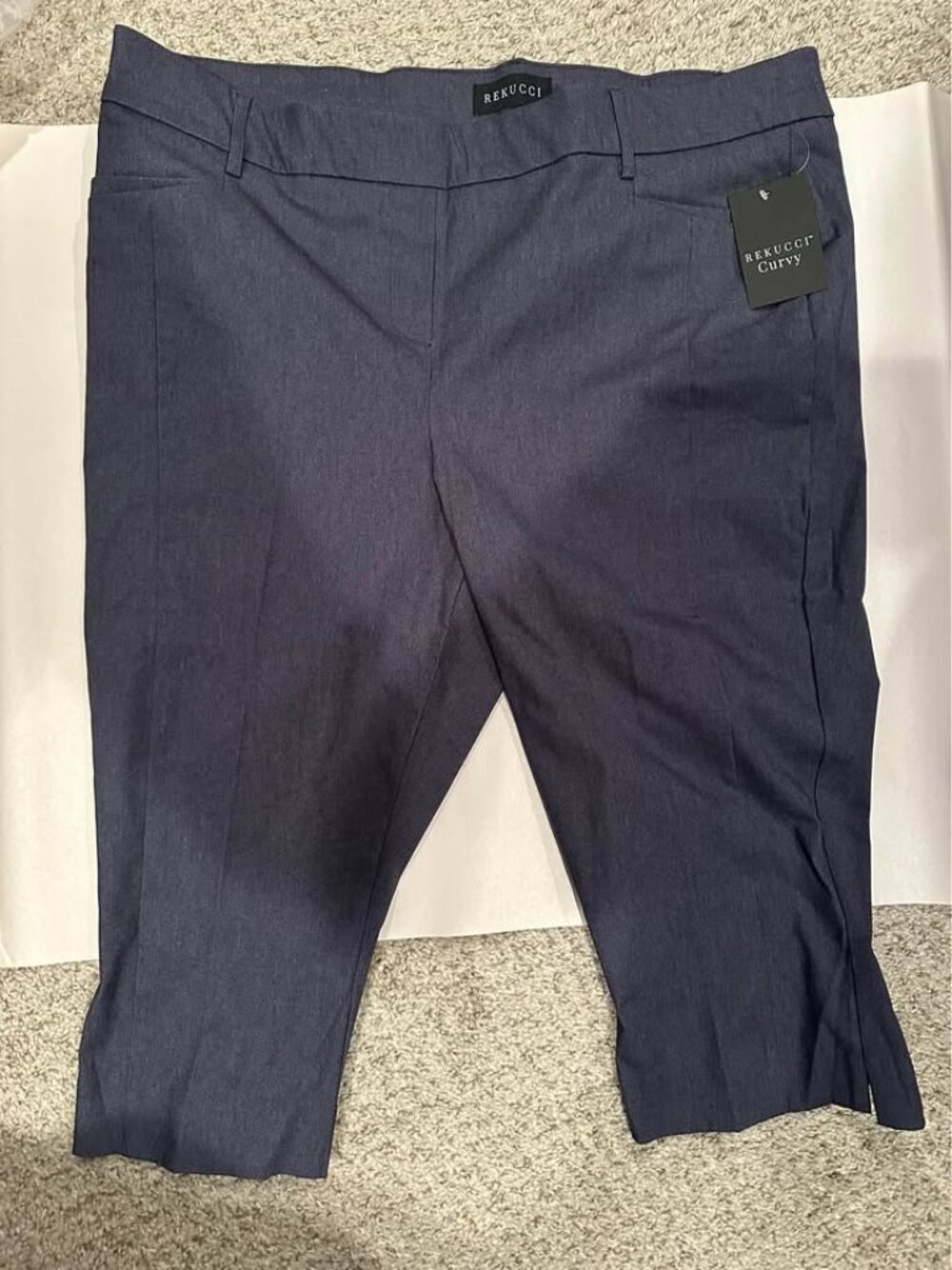 Rekucci Curvy Capri Pants Womens 22W Plus Size Grey Pull Ons